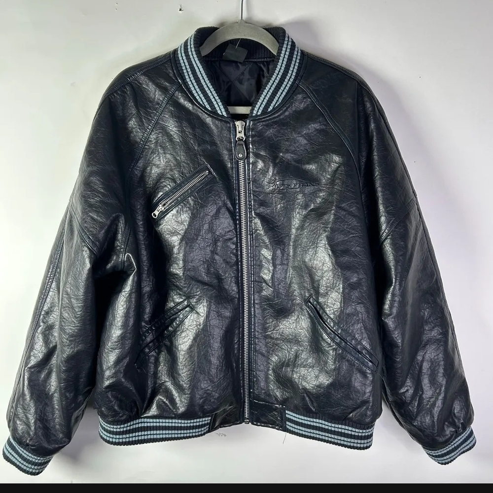 Men's Black Leather "iets frans" Bomber Jacket